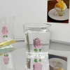 Vaso de vidrio para beber 350ML 3D Incluye fábrica de accesorios de rosas