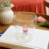 Vaso de vidrio para beber 350ML 3D Incluye fábrica de accesorios de rosas